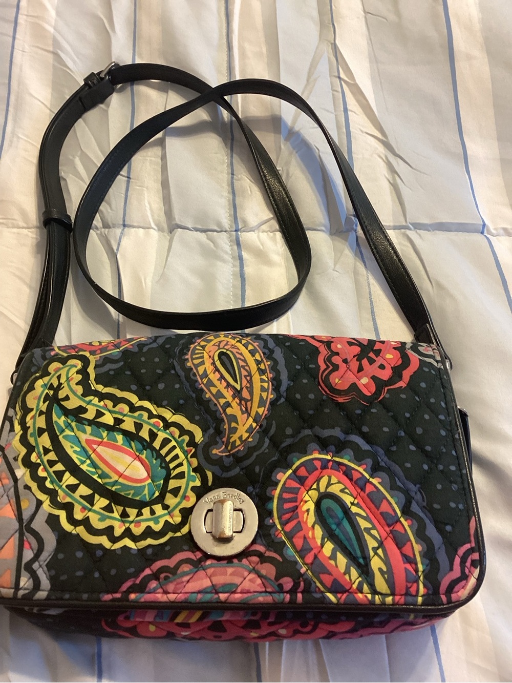 Vera Bradley navy Quilted Paisley Crossbody with Multi-Color Accents